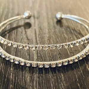 Silver Rhinestone Cuff Bracelet
